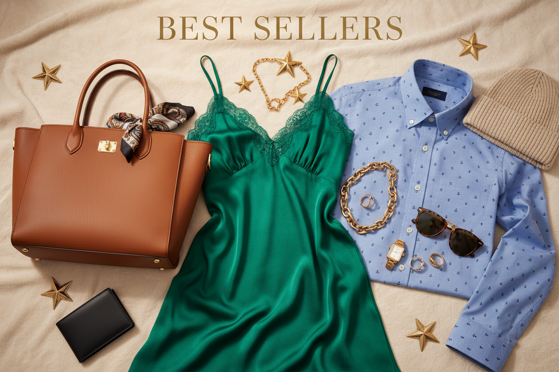 Ellivio Best Sellers – Top-rated men's and women's fashion items flat lay
